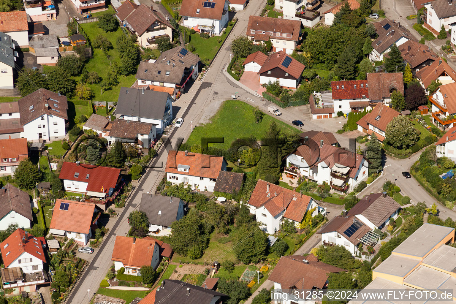 Aerial view of Varnhalt, Gartenstr in the district Gallenbach in Baden-Baden in the state Baden-Wuerttemberg, Germany