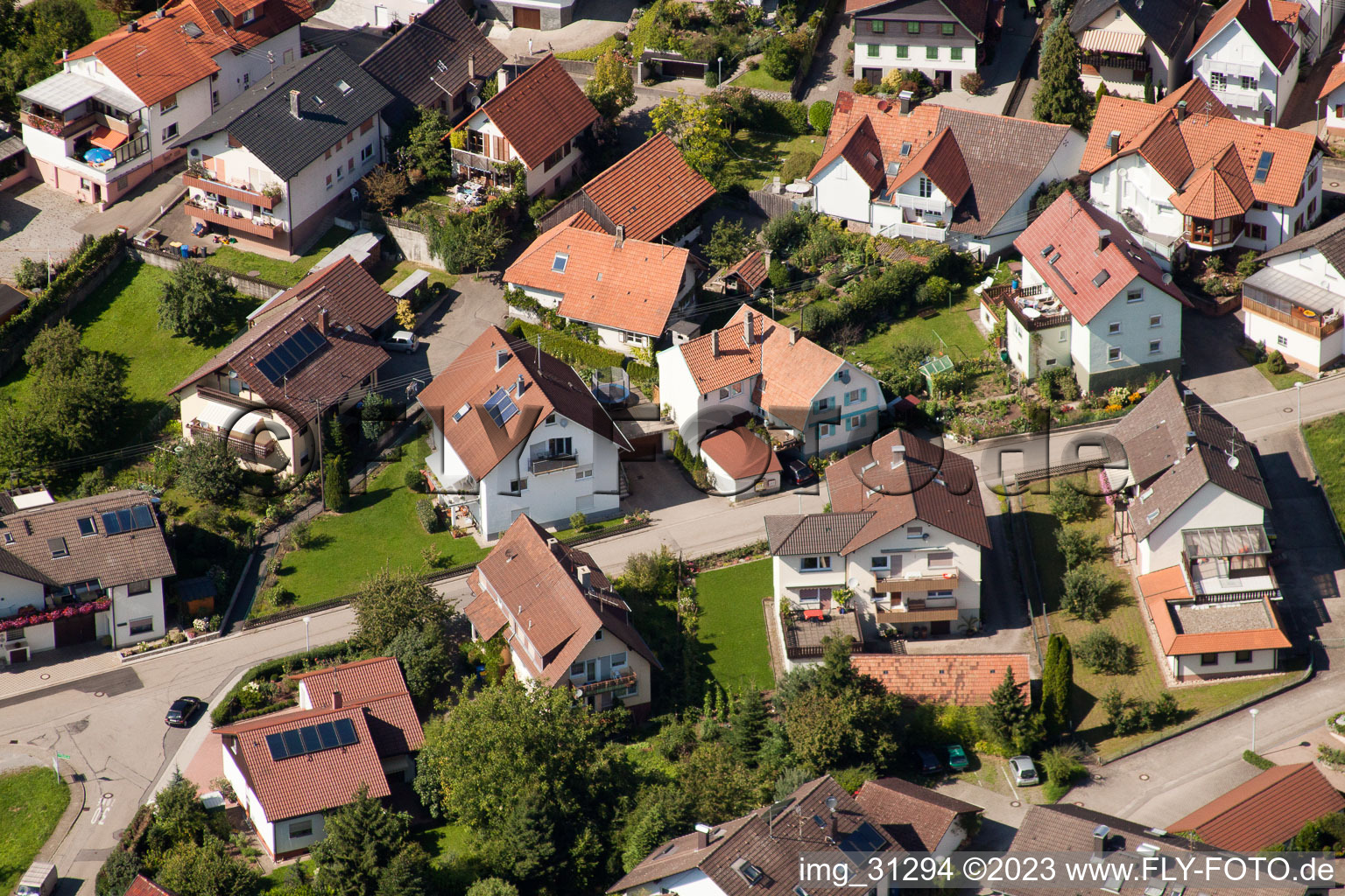 Aerial view of District Varnhalt in Baden-Baden in the state Baden-Wuerttemberg, Germany