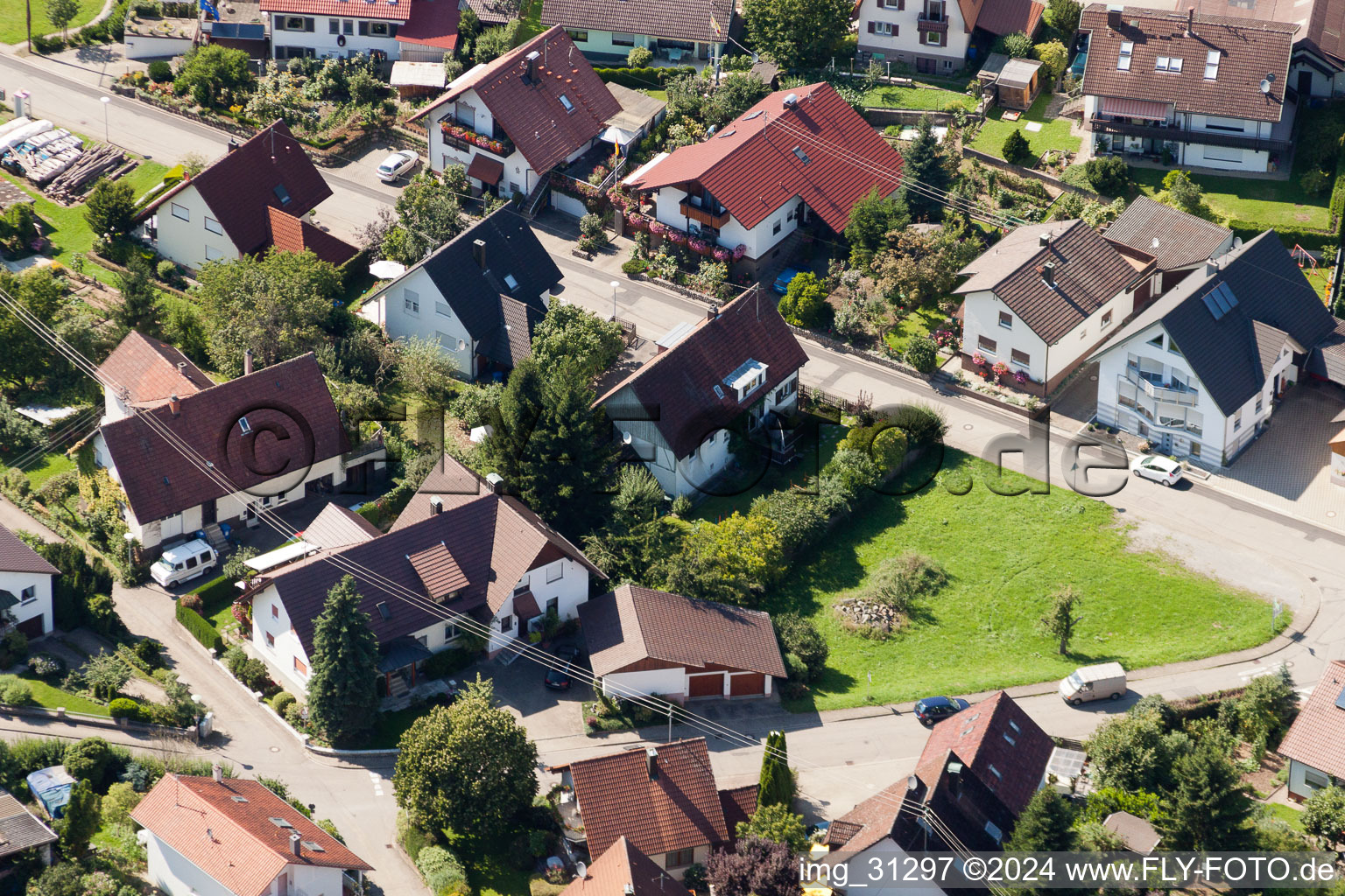 Aerial photograpy of Varnhalt, Gartenstr in the district Gallenbach in Baden-Baden in the state Baden-Wuerttemberg, Germany