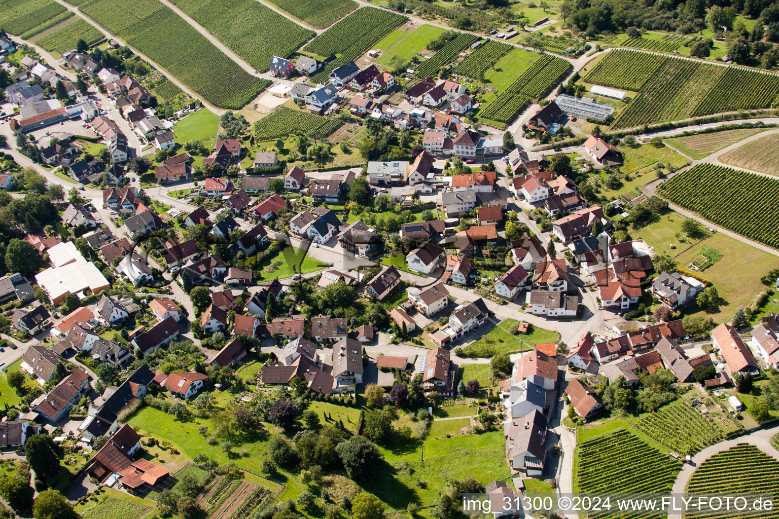 Oblique view of Varnhalt, Gartenstr in the district Gallenbach in Baden-Baden in the state Baden-Wuerttemberg, Germany