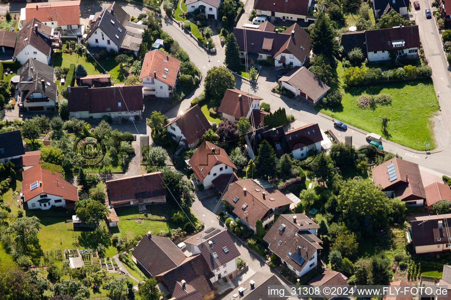 Bird's eye view of Varnhalt, Gartenstr in the district Gallenbach in Baden-Baden in the state Baden-Wuerttemberg, Germany