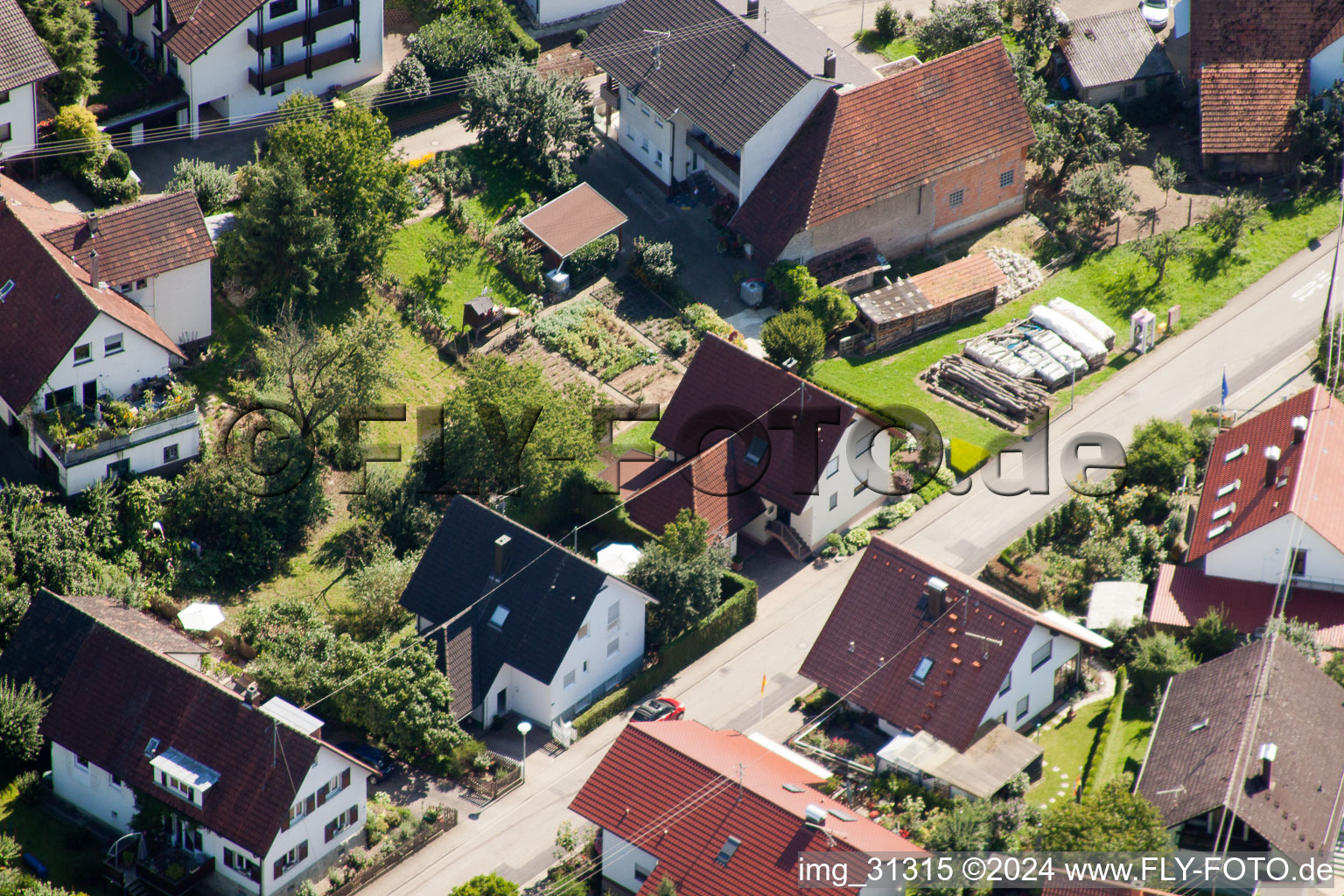 Varnhalt, Gartenstr in the district Gallenbach in Baden-Baden in the state Baden-Wuerttemberg, Germany viewn from the air