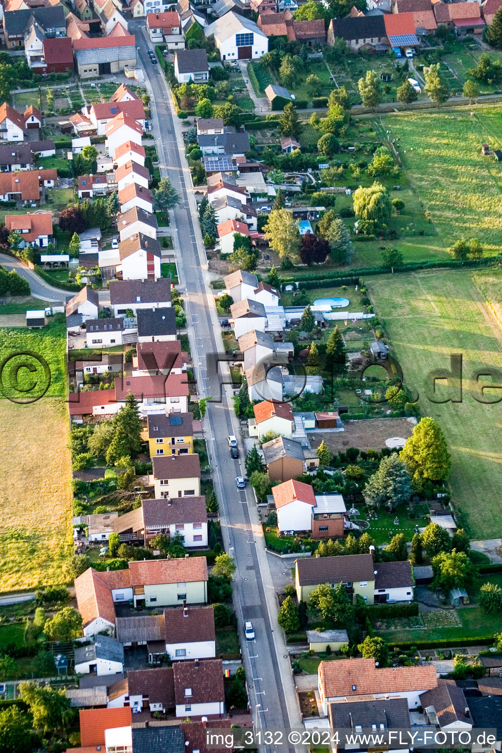 Aerial view of Wattstr in Freckenfeld in the state Rhineland-Palatinate, Germany