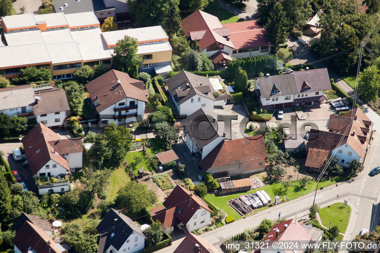 Drone recording of District Gallenbach in Baden-Baden in the state Baden-Wuerttemberg, Germany