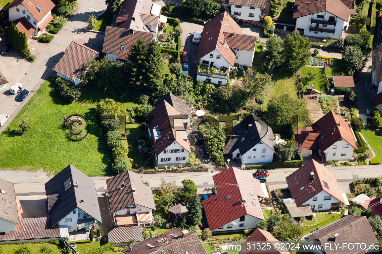 Varnhalt, Gartenstr in the district Gallenbach in Baden-Baden in the state Baden-Wuerttemberg, Germany seen from a drone