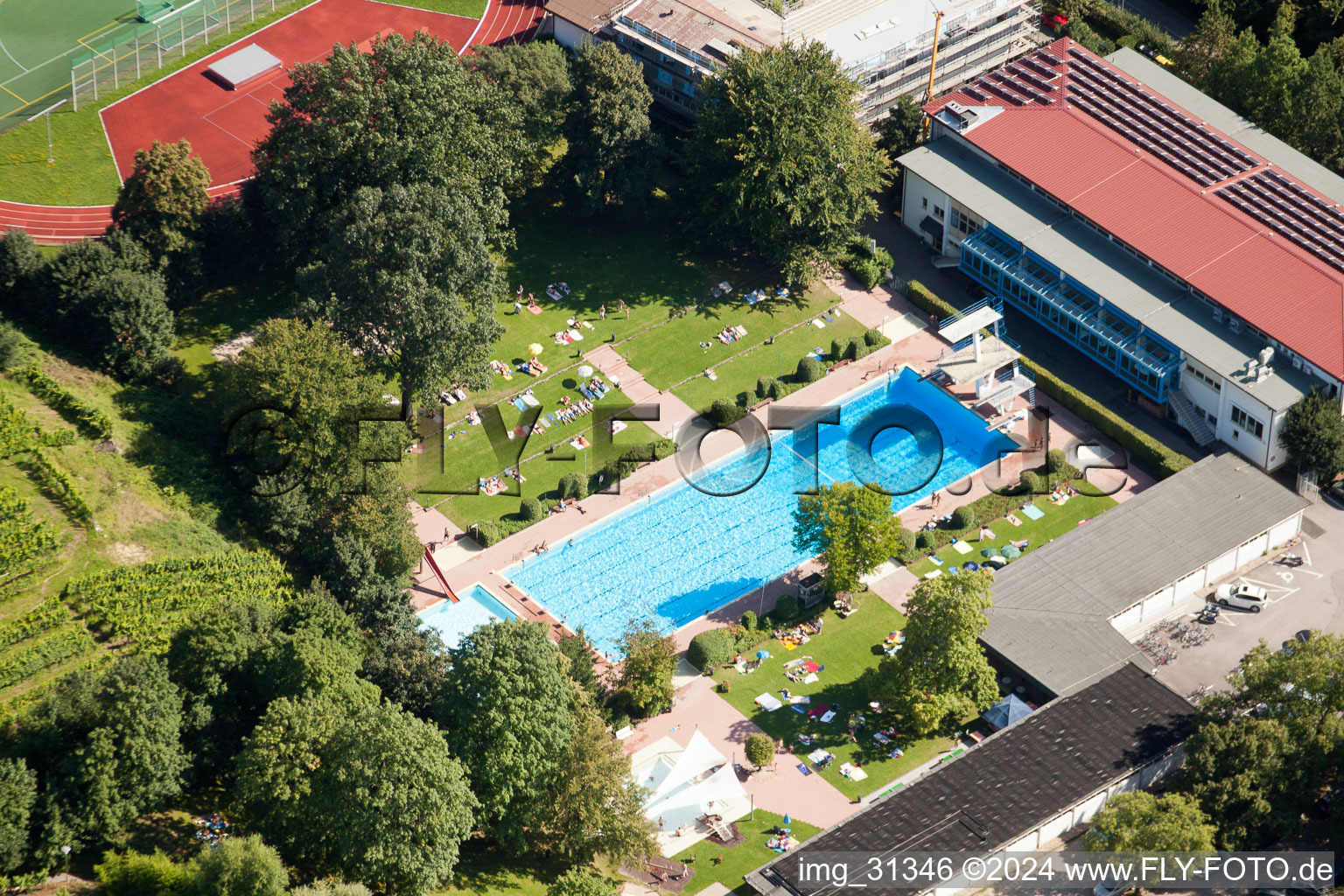 Neuweier, outdoor pool in the district Steinbach in Baden-Baden in the state Baden-Wuerttemberg, Germany