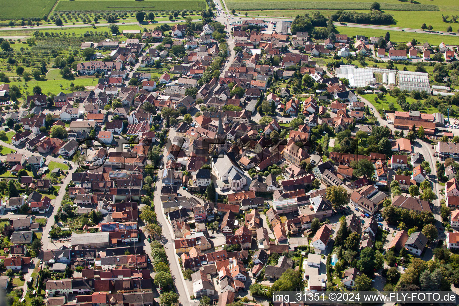 District Steinbach in Baden-Baden in the state Baden-Wuerttemberg, Germany from the plane