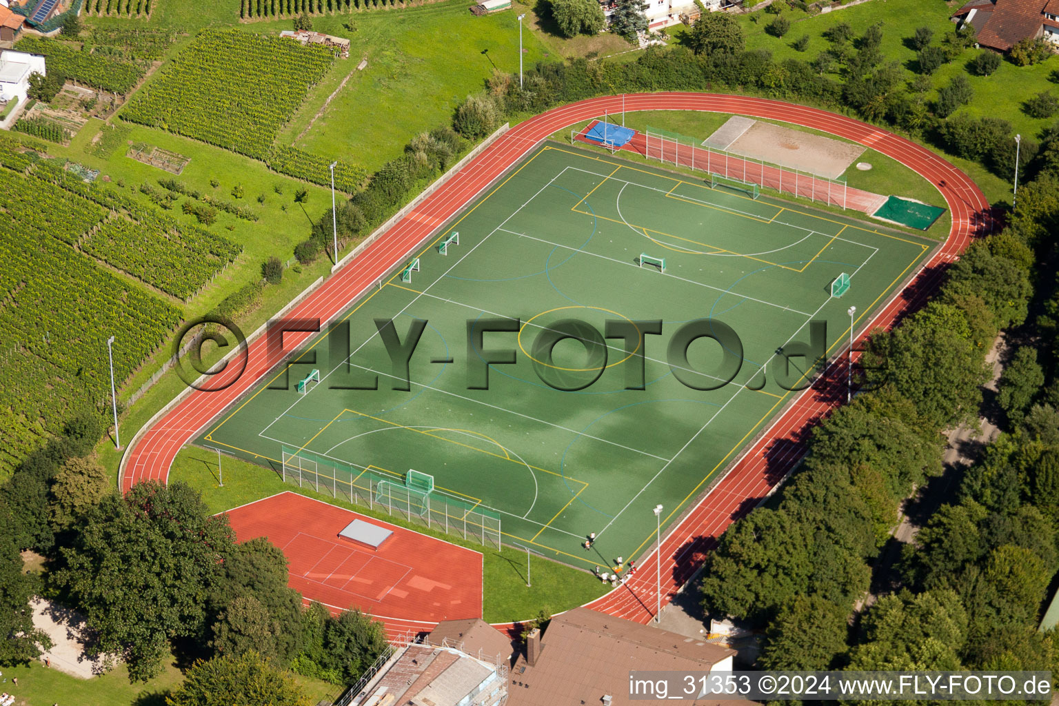 Bird's eye view of South Baden Sports School, FC Neuweier in the district Steinbach in Baden-Baden in the state Baden-Wuerttemberg, Germany