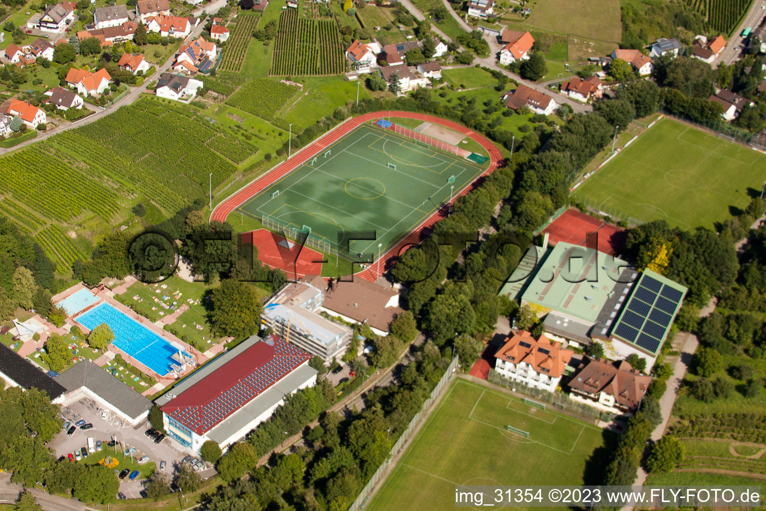 South Baden Sports School, FC Neuweier in the district Steinbach in Baden-Baden in the state Baden-Wuerttemberg, Germany viewn from the air