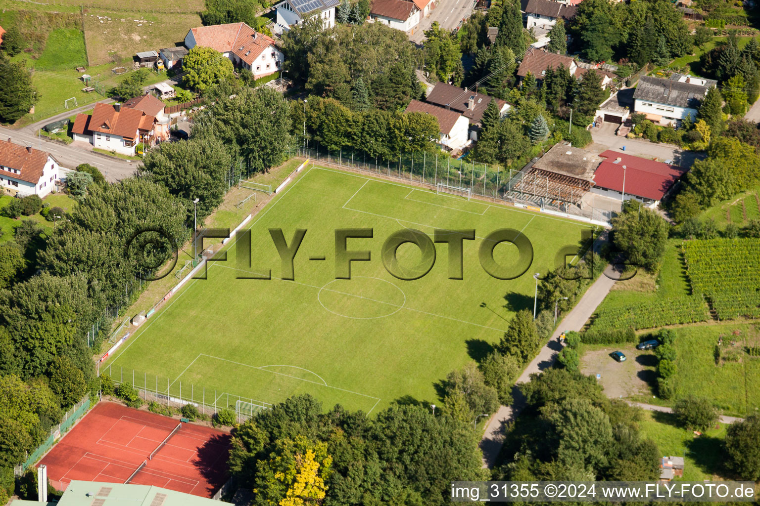 Drone recording of South Baden Sports School, FC Neuweier in the district Steinbach in Baden-Baden in the state Baden-Wuerttemberg, Germany