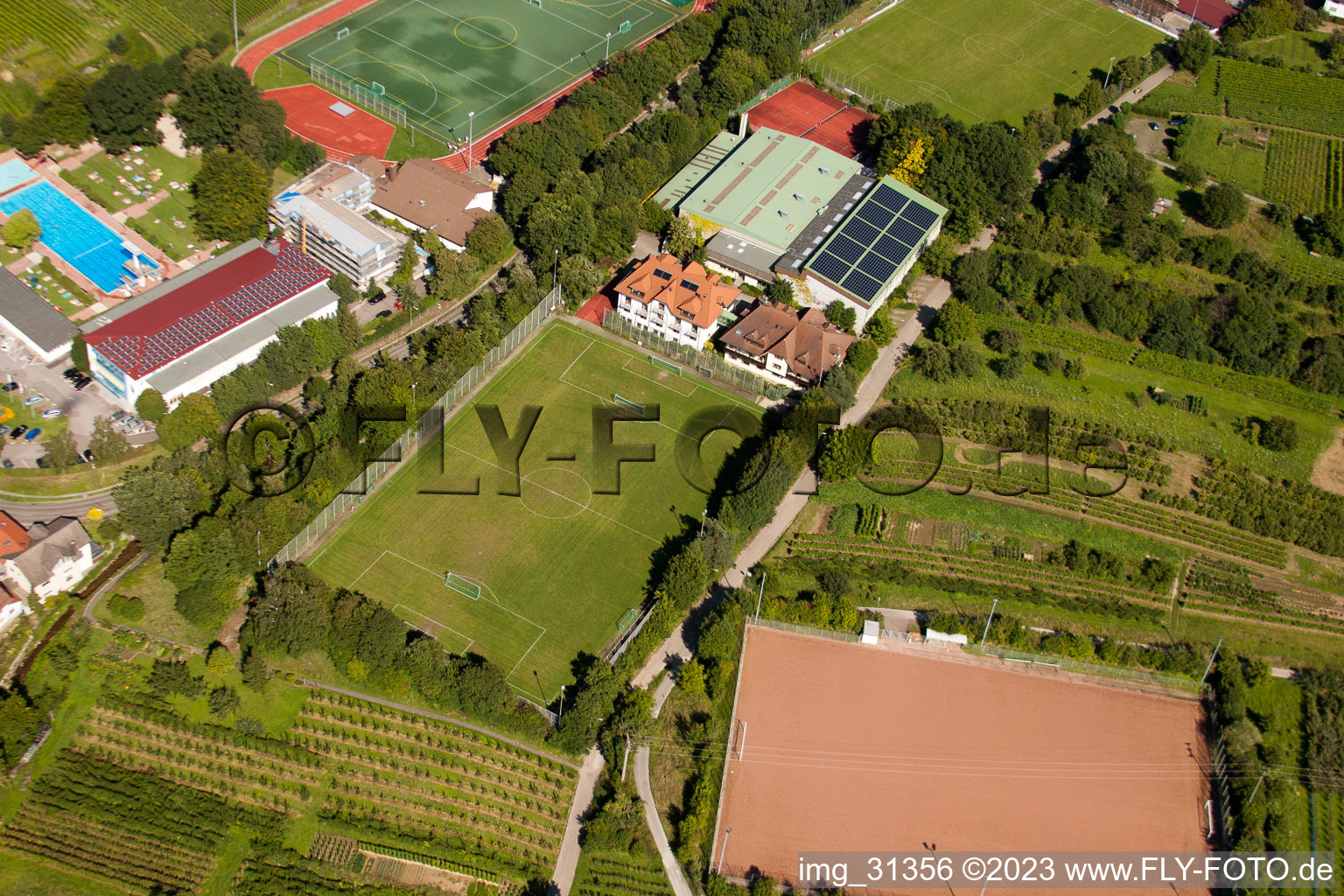 Drone image of South Baden Sports School, FC Neuweier in the district Steinbach in Baden-Baden in the state Baden-Wuerttemberg, Germany
