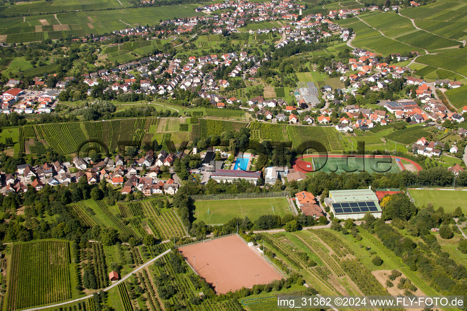 South Baden Sports School, FC Neuweier in the district Steinbach in Baden-Baden in the state Baden-Wuerttemberg, Germany from a drone