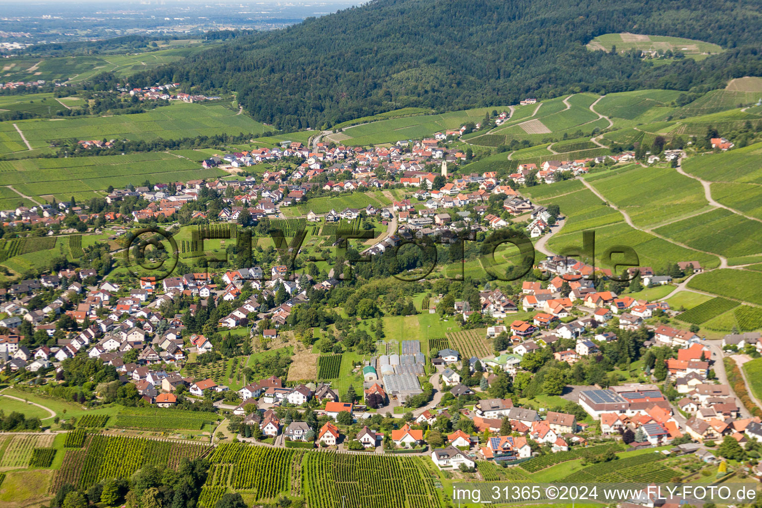 Aerial view of Village view in the district Varnhalt in Baden-Baden in the state Baden-Wuerttemberg, Germany