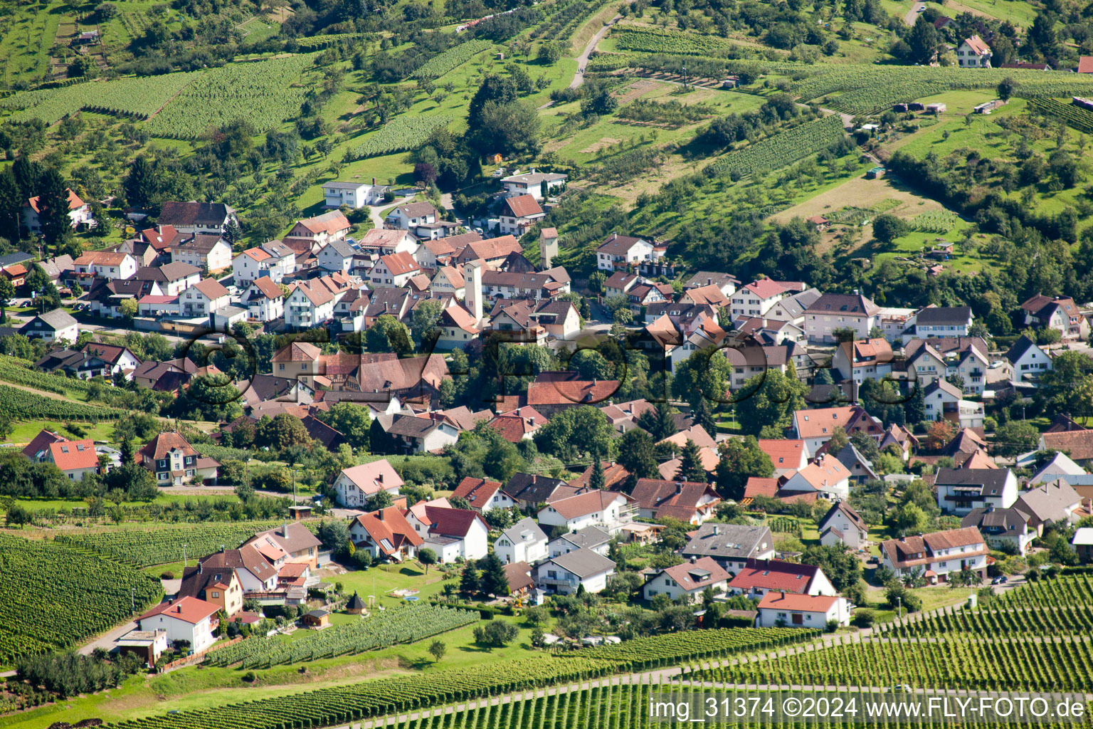 District Eisental in Bühl in the state Baden-Wuerttemberg, Germany from the plane