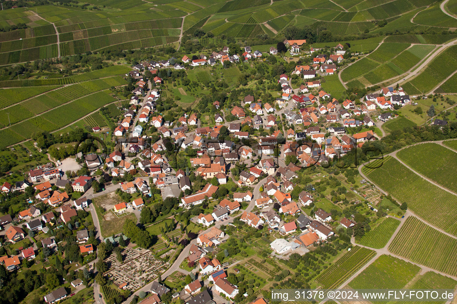 From the south in the district Eisental in Bühl in the state Baden-Wuerttemberg, Germany