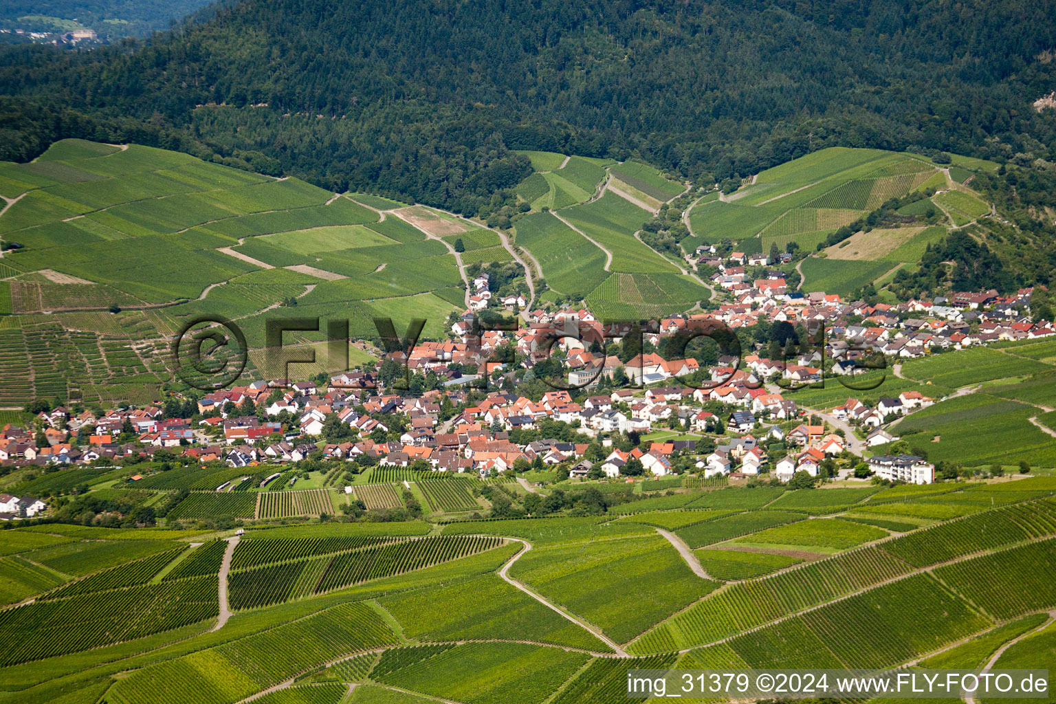 From the west in the district Eisental in Bühl in the state Baden-Wuerttemberg, Germany