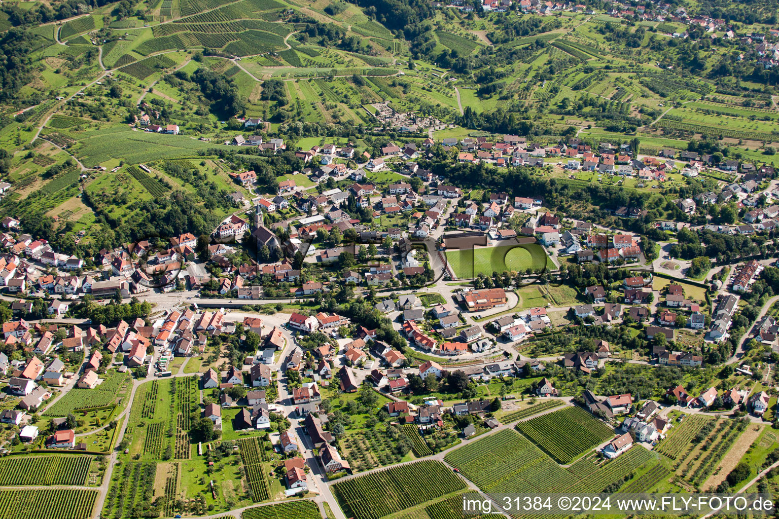 Town View of the streets and houses of the residential areas in the district Altschweier in Buehl in the state Baden-Wurttemberg