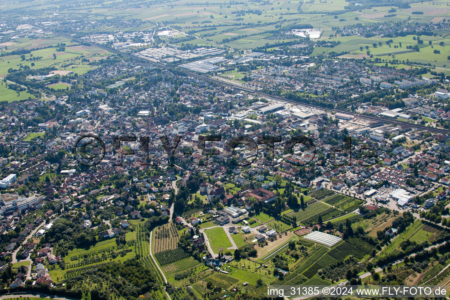 Oblique view of Bühl in the state Baden-Wuerttemberg, Germany