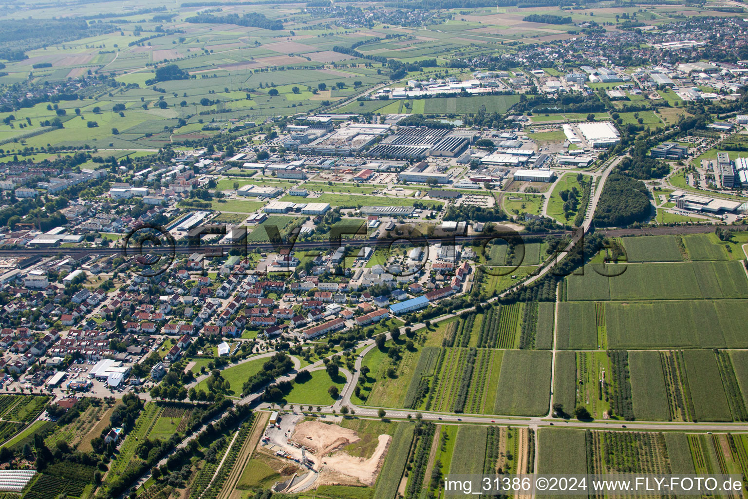 Industrial area with Schäffler Automotive in Bühl in the state Baden-Wuerttemberg, Germany