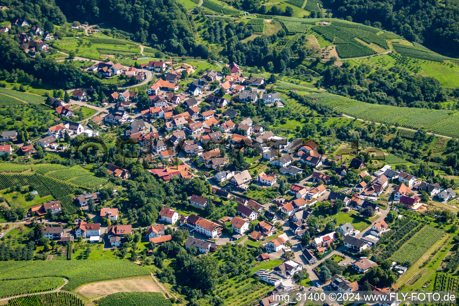 Town View of the streets and houses of the residential areas in Kappelwindeck in the state Baden-Wurttemberg