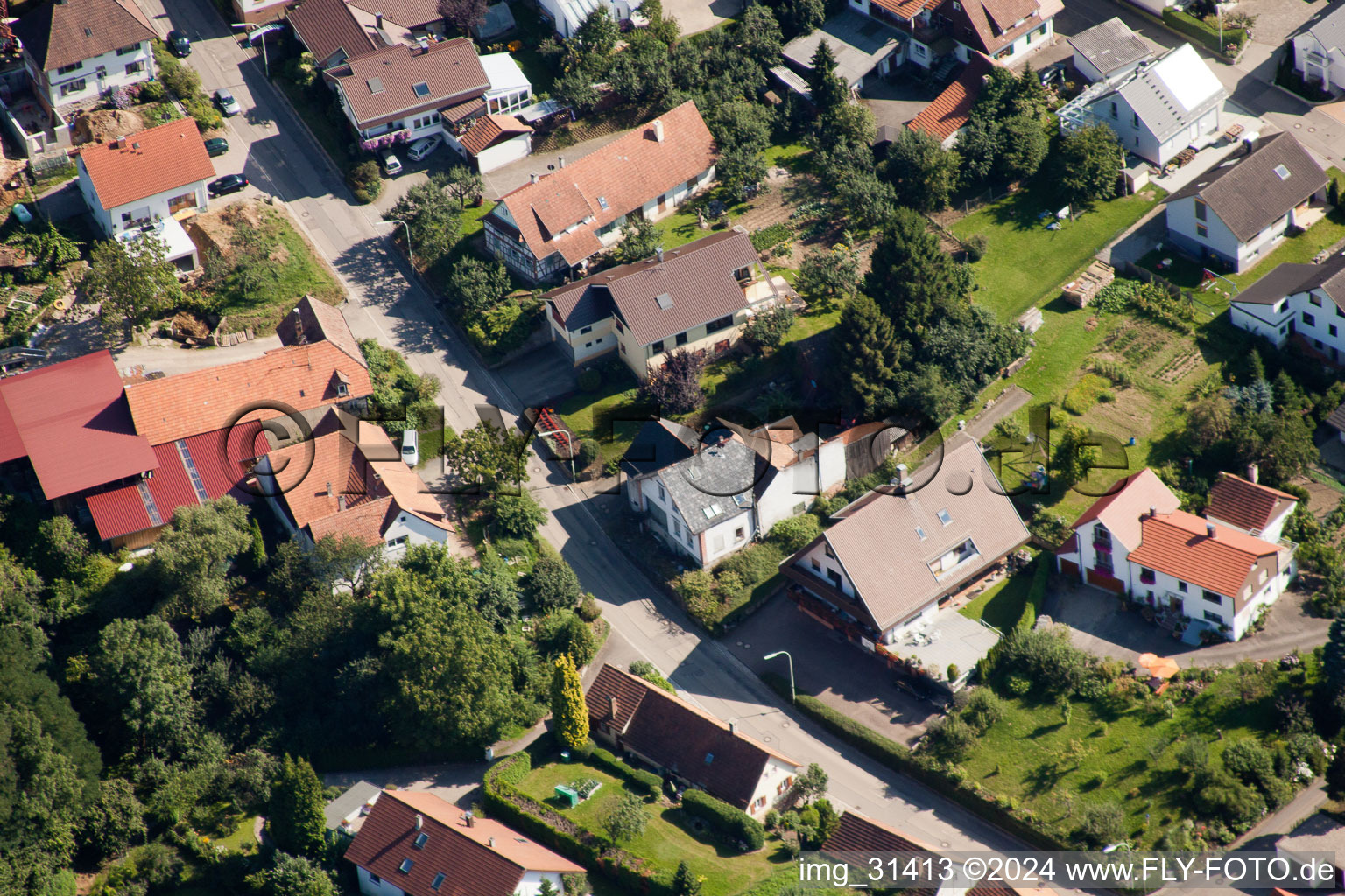 Aerial view of Kappelwindeck in the district Riegel in Bühl in the state Baden-Wuerttemberg, Germany