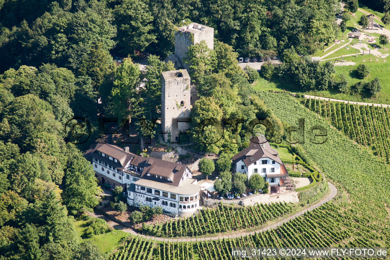 Ruins and vestiges of the former castle and fortress Alt-Windeck in Buehl in the state Baden-Wurttemberg