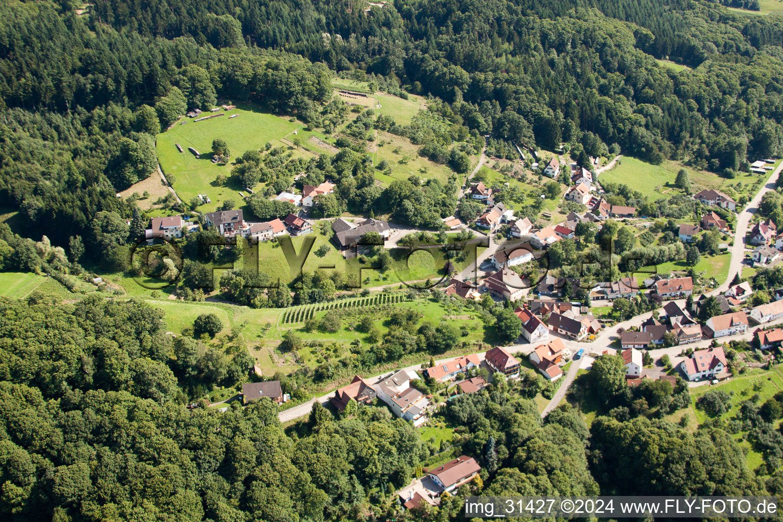 Aerial view of Kappelwindeck in the district Waldmatt in Bühl in the state Baden-Wuerttemberg, Germany