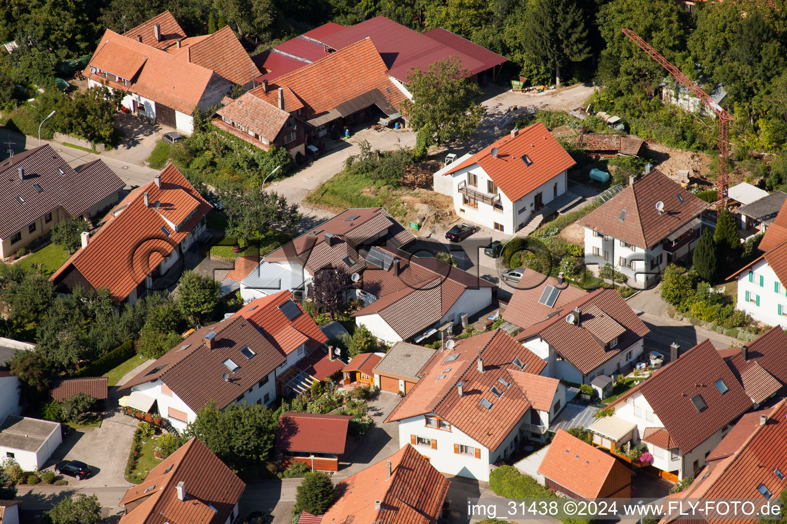 Aerial photograpy of Kappelwindeck in the district Riegel in Bühl in the state Baden-Wuerttemberg, Germany