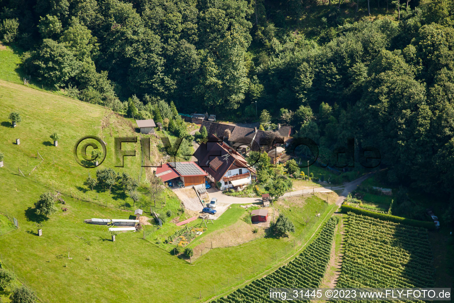 Kappelwindeck in the district Riegel in Bühl in the state Baden-Wuerttemberg, Germany from above