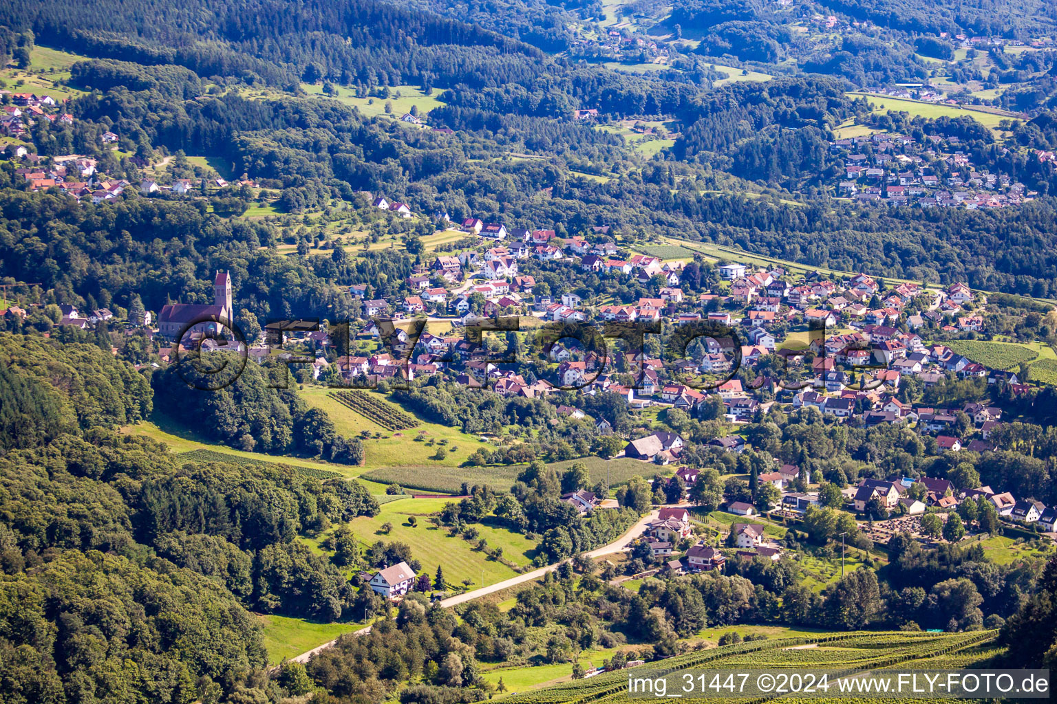 Aerial view of District Waldmatt in Bühl in the state Baden-Wuerttemberg, Germany