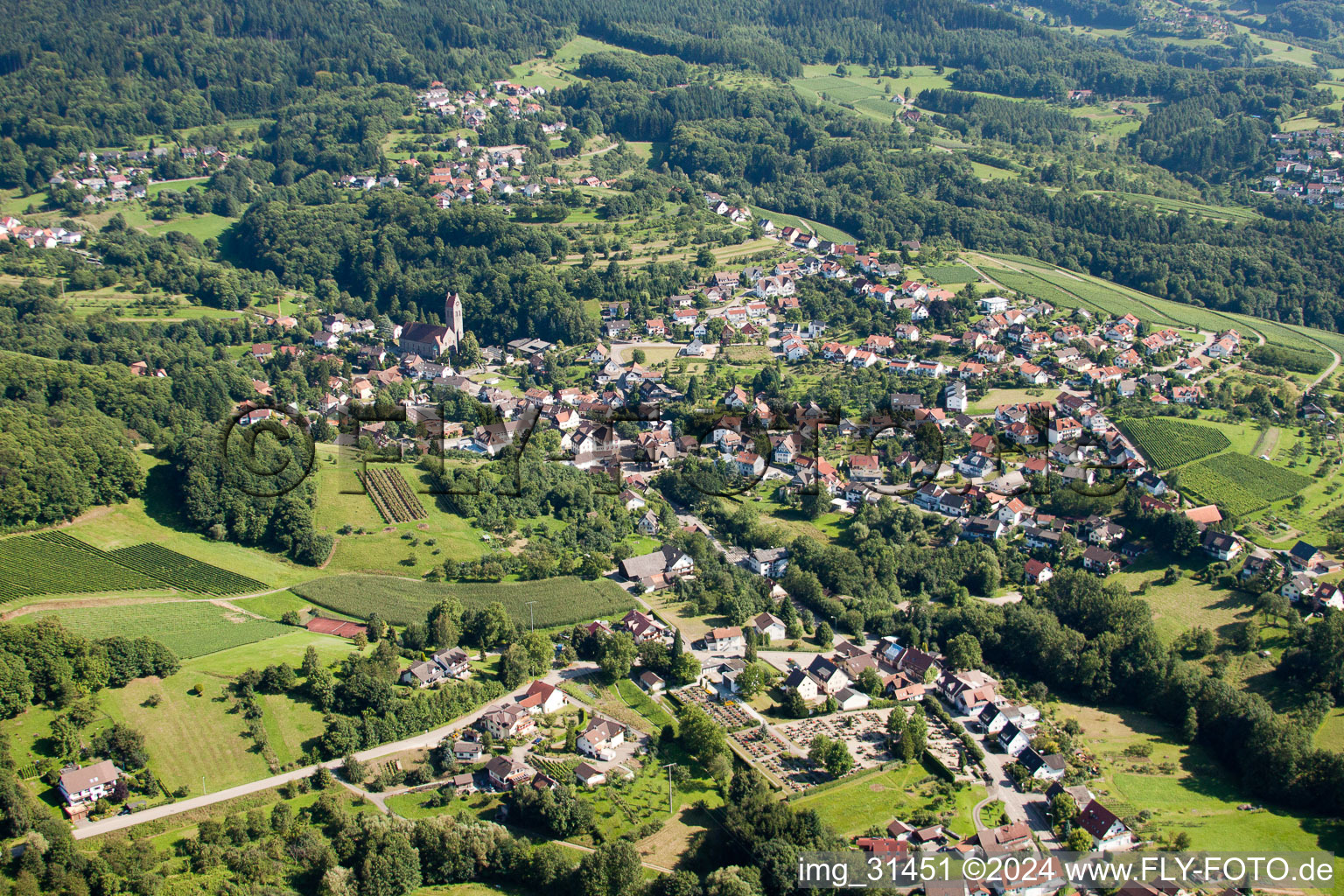 Aerial photograpy of District Neusatz in Bühl in the state Baden-Wuerttemberg, Germany