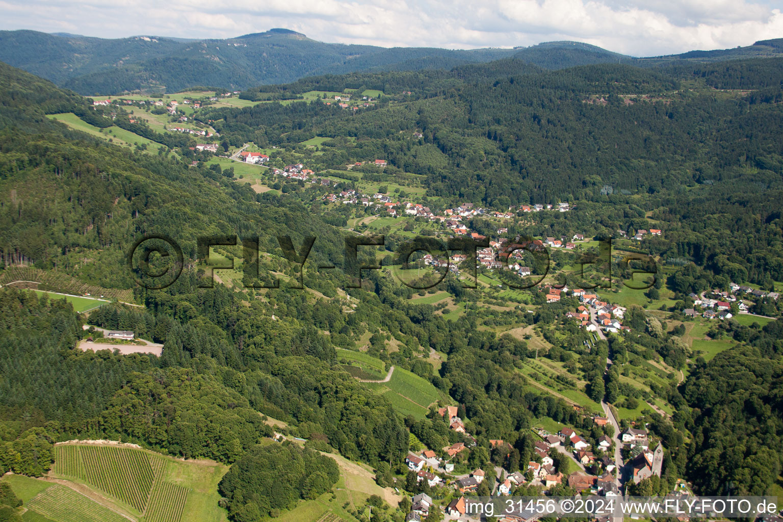 Aerial view of Bühl-Neusatzeck in Neusatzeck in the state Baden-Wuerttemberg, Germany