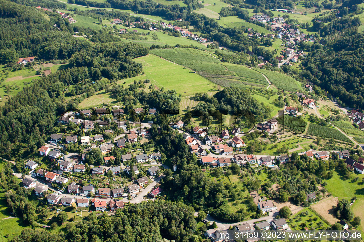 Aerial view of Bühl-Kappelwindeck in Lauf in the state Baden-Wuerttemberg, Germany