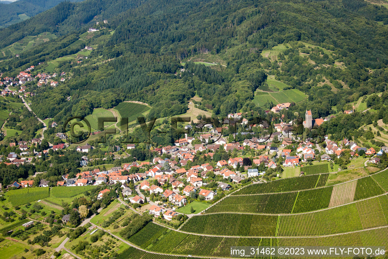 Aerial view of Lauf in the state Baden-Wuerttemberg, Germany