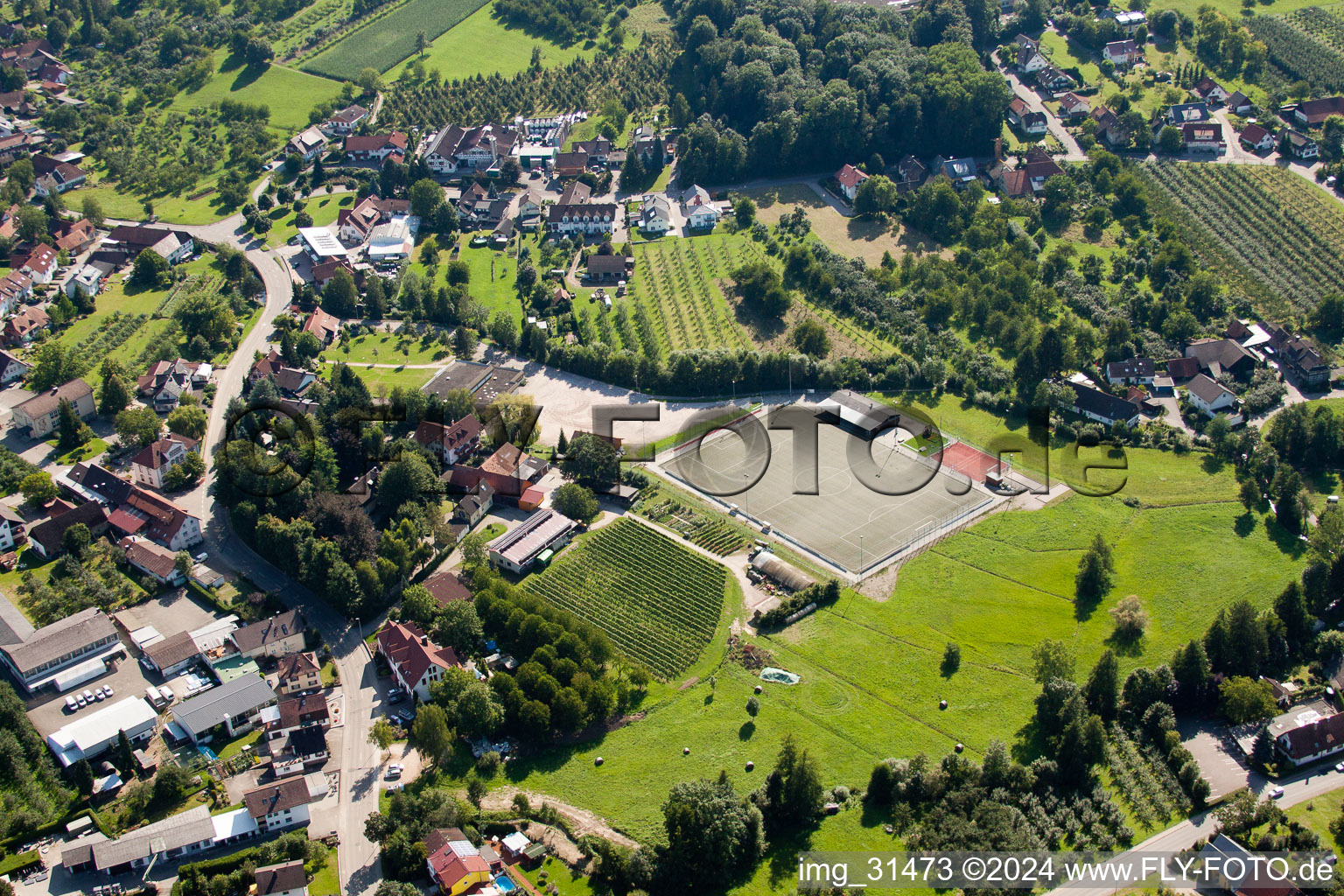 Sports fields in Sasbach in the state Baden-Wuerttemberg, Germany