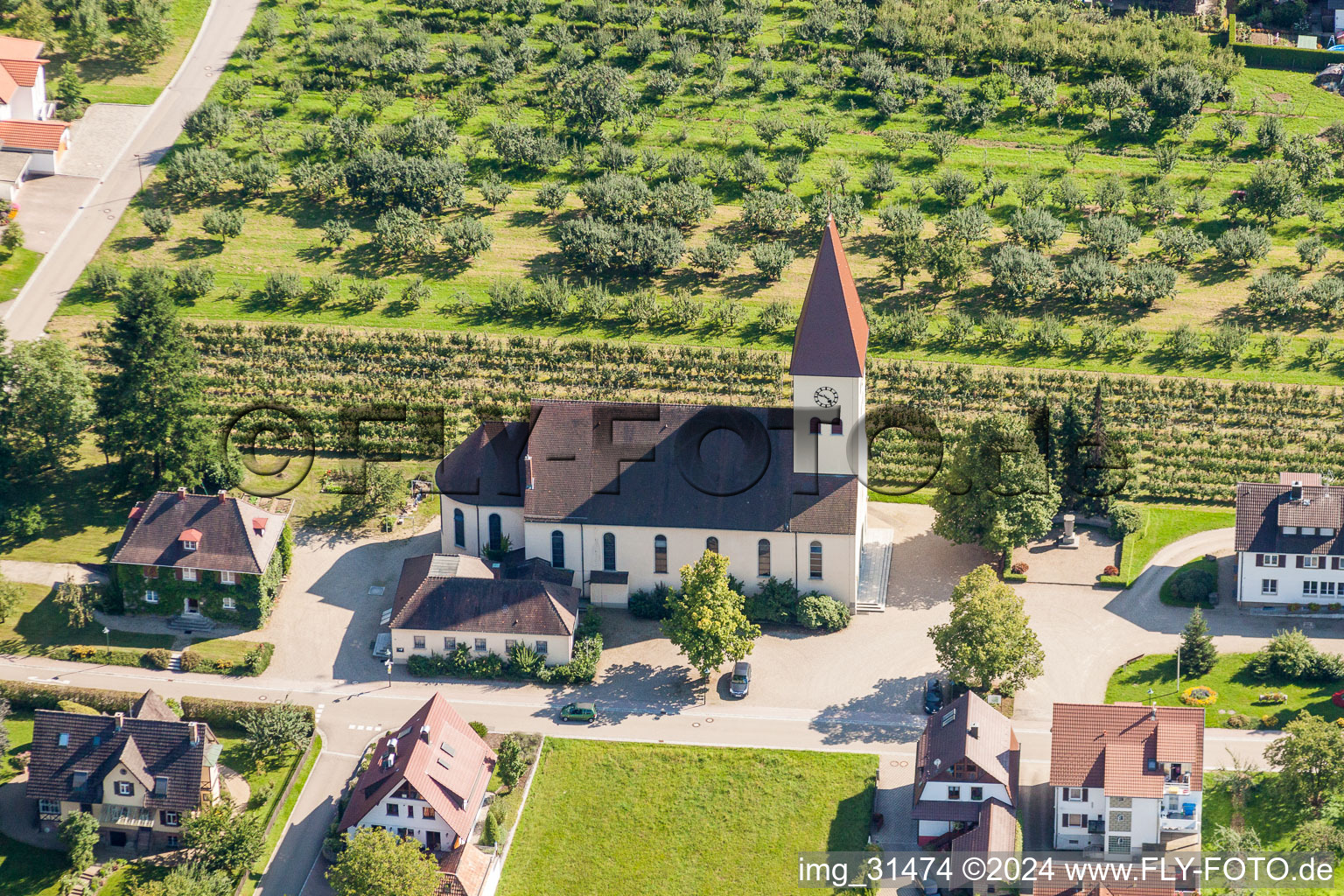 Church building in Sasbach in the state Baden-Wurttemberg, Germany