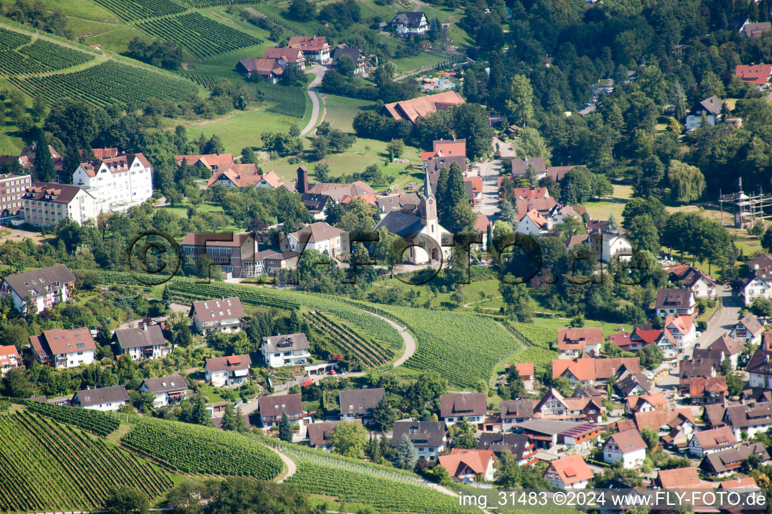 Aerial photograpy of Obersasbach in Sasbach in the state Baden-Wuerttemberg, Germany