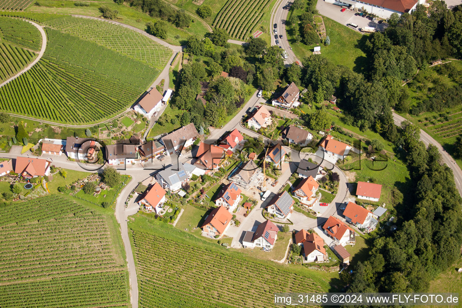 Obersasbach in Sasbach in the state Baden-Wuerttemberg, Germany from above