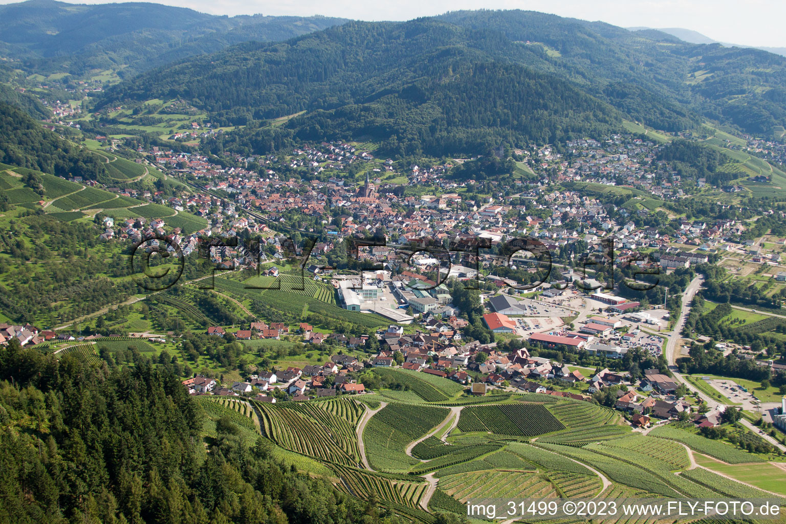 Aerial view of Kappelrodeck in the state Baden-Wuerttemberg, Germany