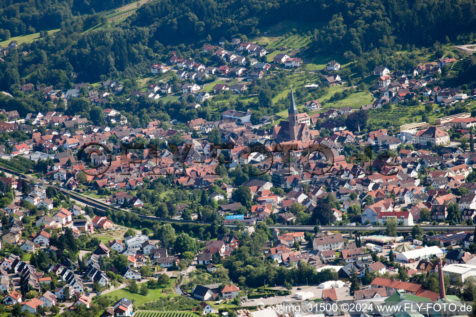 Aerial photograpy of Kappelrodeck in the state Baden-Wuerttemberg, Germany