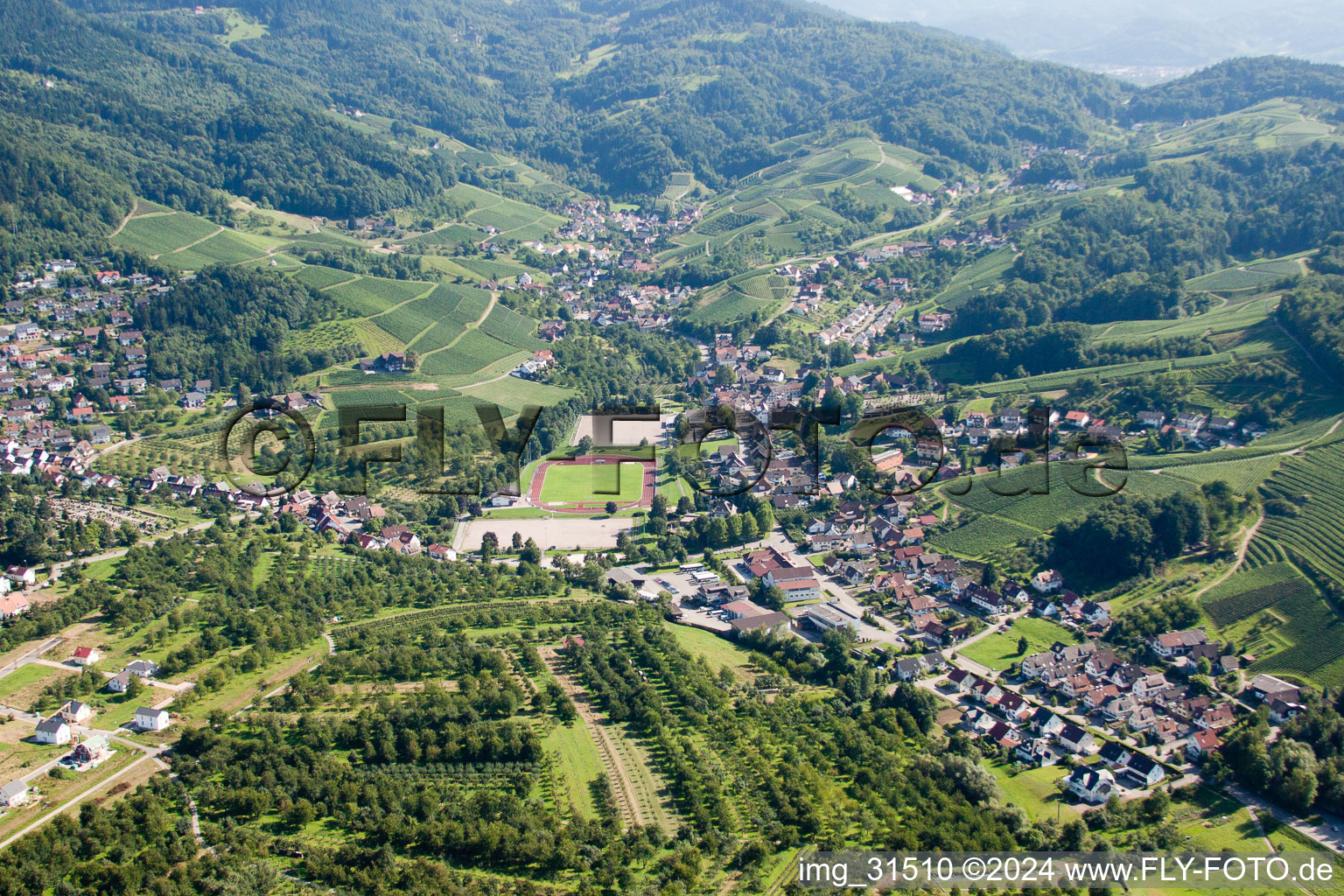 Kappelrodeck in the state Baden-Wuerttemberg, Germany from above