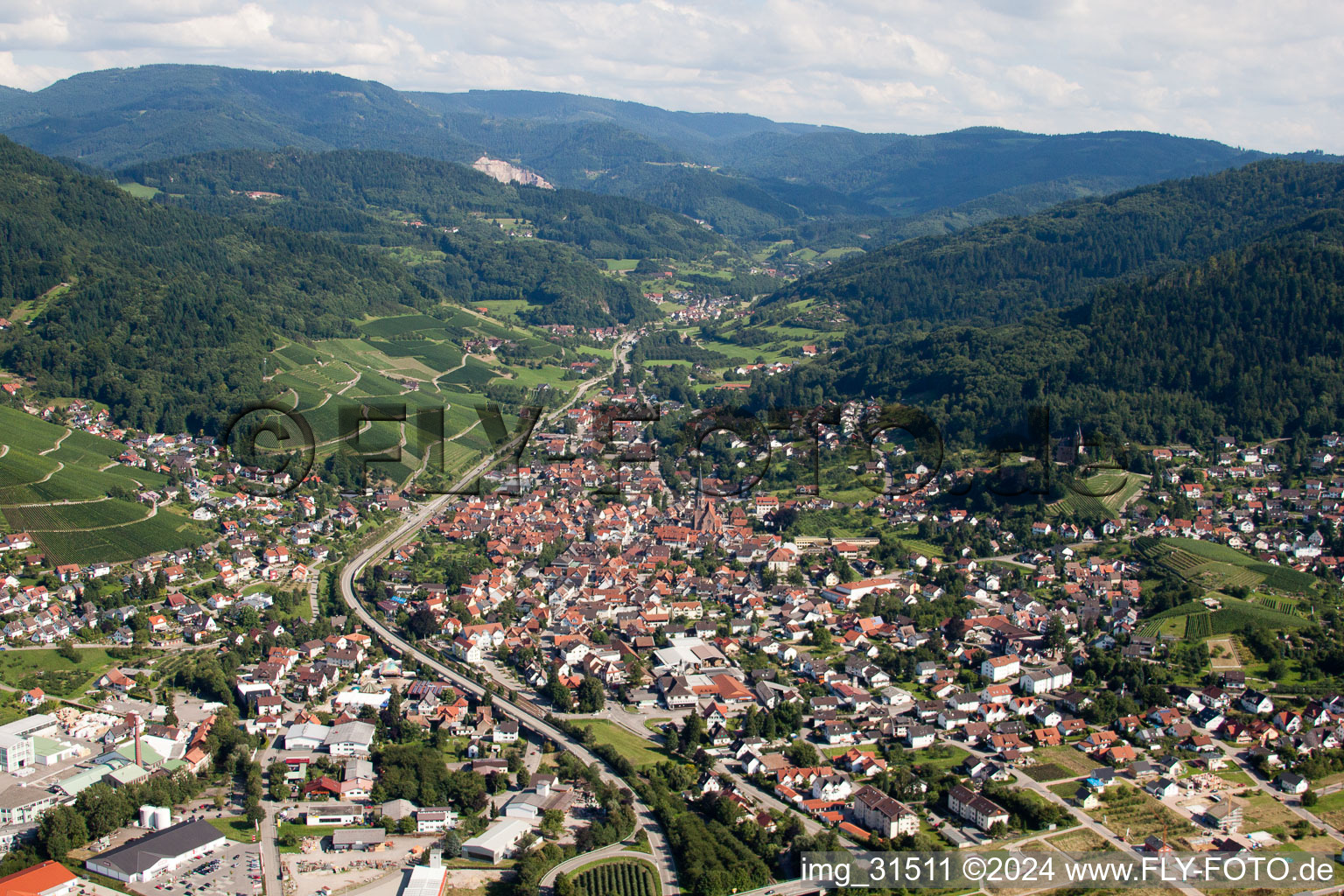 Kappelrodeck in the state Baden-Wuerttemberg, Germany out of the air