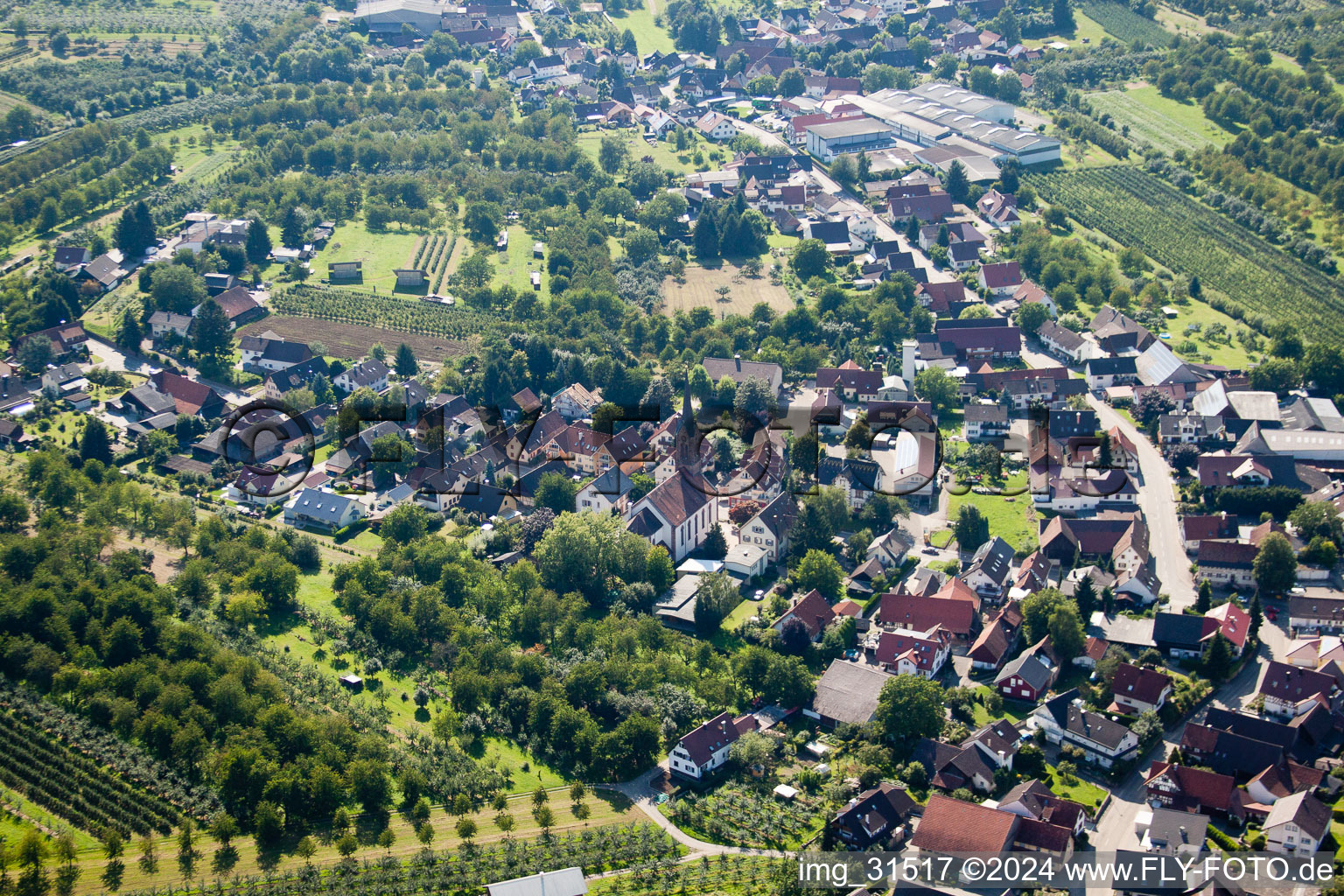 Aerial view of District Mösbach in Achern in the state Baden-Wuerttemberg, Germany