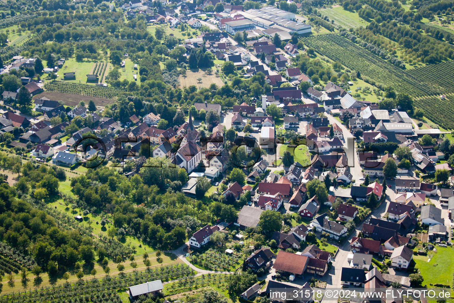 Town View of the streets and houses of the residential areas in the district Moesbach in Achern in the state Baden-Wurttemberg