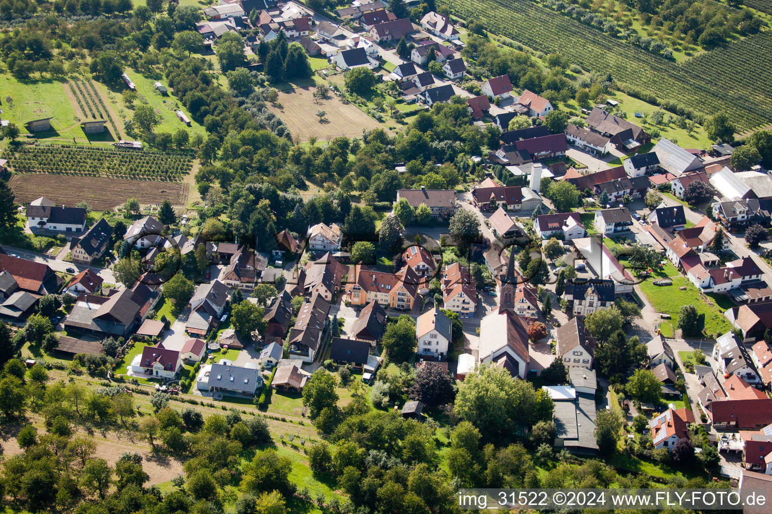 Aerial photograpy of District Mösbach in Achern in the state Baden-Wuerttemberg, Germany