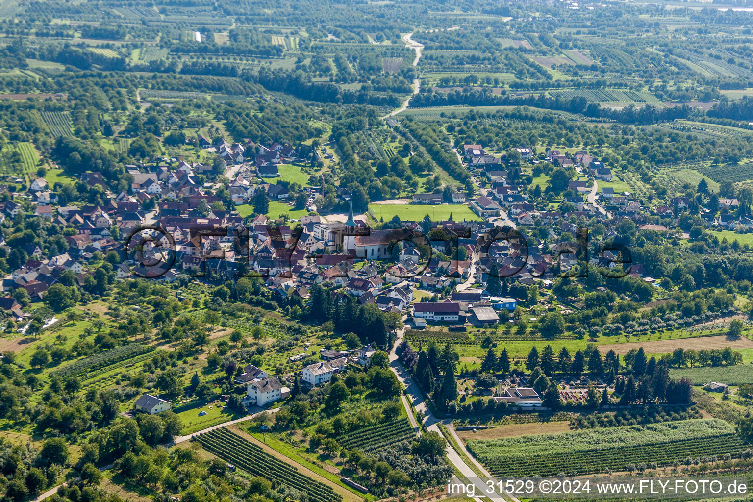 Village view in the district Ulm in Renchen in the state Baden-Wuerttemberg, Germany