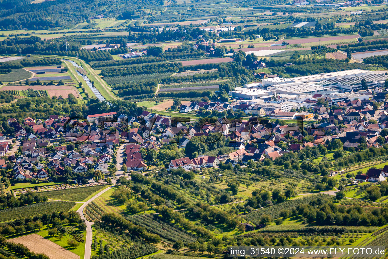 Aerial view of District Stadelhofen in Oberkirch in the state Baden-Wuerttemberg, Germany