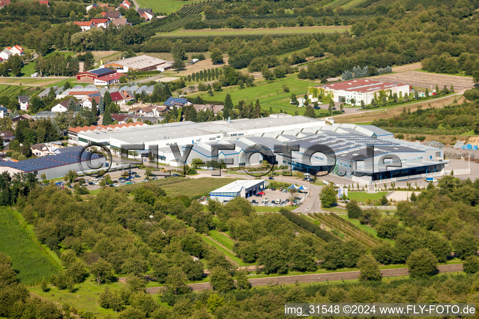 Building and production halls on the premises of Erdrich Umformtechnik GmbH in the district Ulm in Renchen in the state Baden-Wurttemberg, Germany