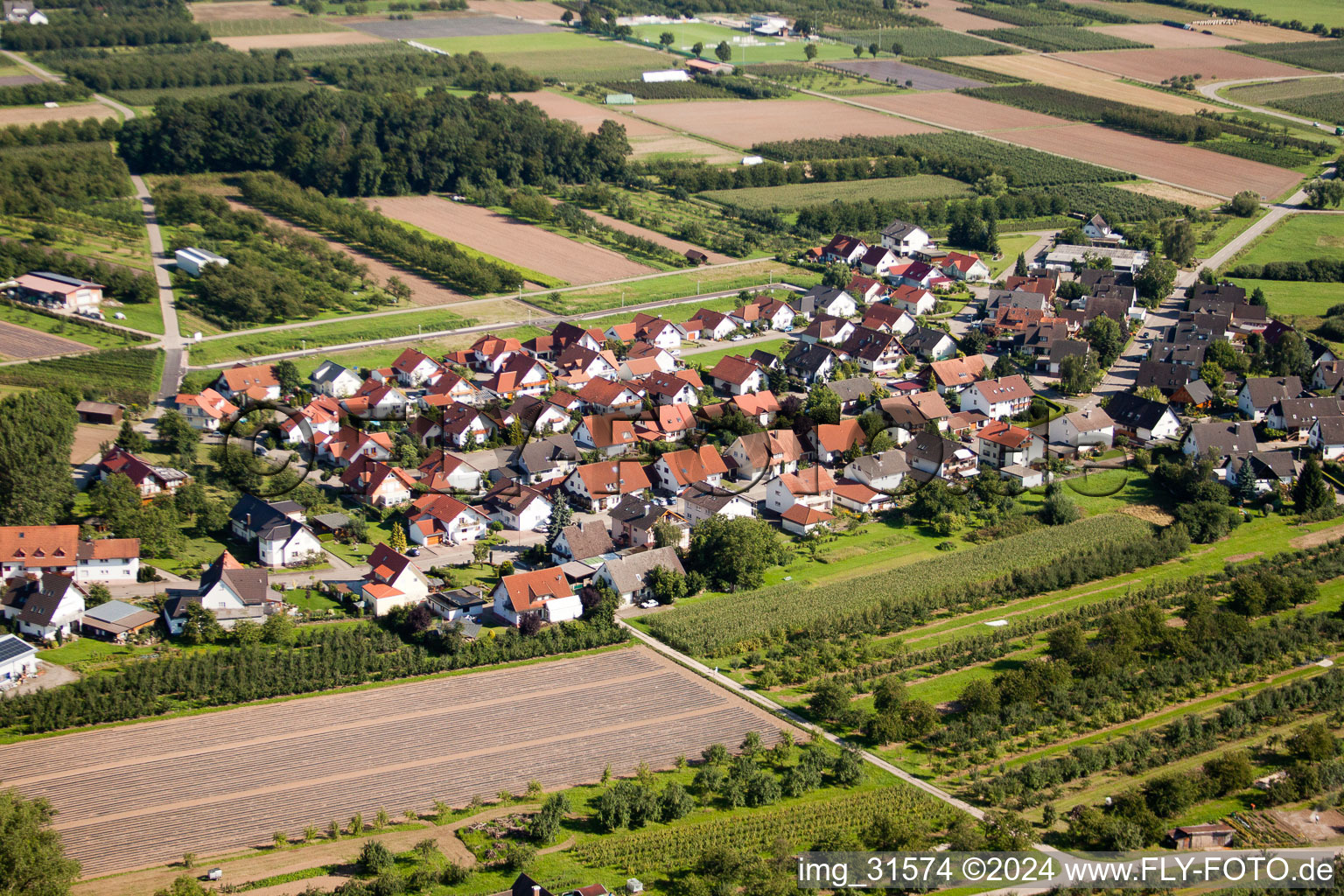 Zusenhofener Street in the district Erlach in Renchen in the state Baden-Wuerttemberg, Germany