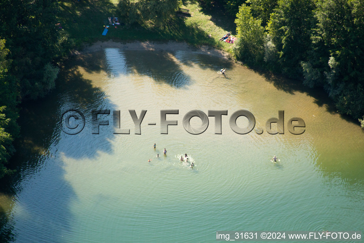 Aerial photograpy of Quarry lake in the district Urloffen in Appenweier in the state Baden-Wuerttemberg, Germany